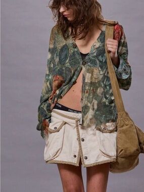 R13 NWT Camo Rose Boyfriend Cardigan, Size Large